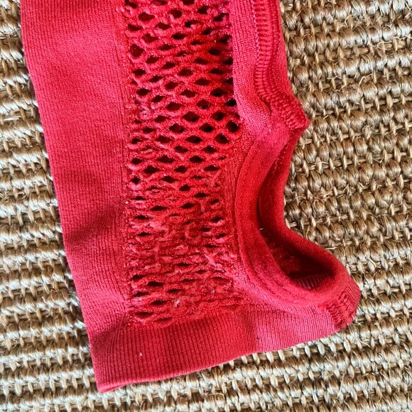 Free People red fishnet mesh workout top, Size XS - Picture 6 of 6